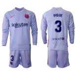 Men 2021-2022 Club Barcelona Second away purple Long Sleeve 3 Soccer Jersey