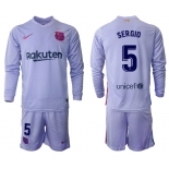 Men 2021-2022 Club Barcelona Second away purple Long Sleeve 5 Soccer Jersey