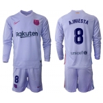 Men 2021-2022 Club Barcelona Second away purple Long Sleeve 8 Soccer Jersey
