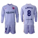 Men 2021-2022 Club Barcelona Second away purple Long Sleeve 8 Soccer Jersey