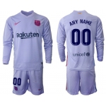 Men 2021-2022 Club Barcelona Second away purple Long Sleeve customized Soccer Jersey