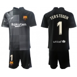 Men 2021-2022 Club Barcelona black goalkeeper 1 Soccer Jersey