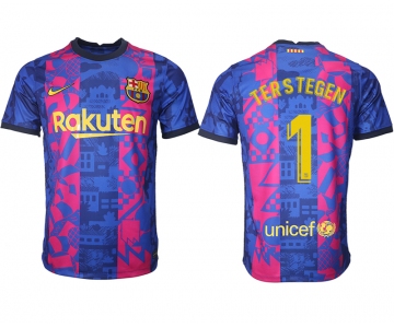 Men 2021-2022 Club Barcelona blue training suit aaa version 1 Soccer Jersey