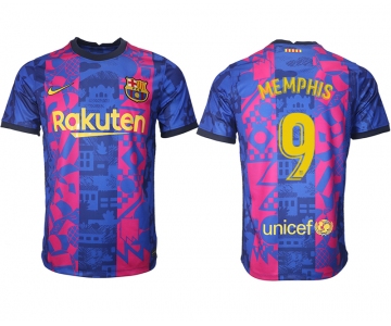Men 2021-2022 Club Barcelona blue training suit aaa version 9 Soccer Jersey