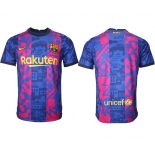 Men 2021-2022 Club Barcelona blue training suit aaa version blank Soccer Jersey