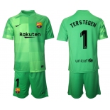 Men 2021-2022 Club Barcelona green goalkeeper 1 Soccer Jersey
