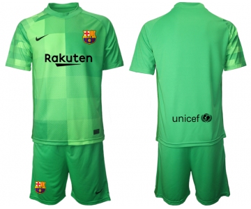 Men 2021-2022 Club Barcelona green goalkeeper blank Soccer Jersey