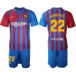 Men 2021-2022 Club Barcelona home blue 22 Nike Soccer Jersey