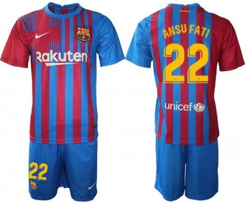 Men 2021-2022 Club Barcelona home blue 22 Nike Soccer Jersey