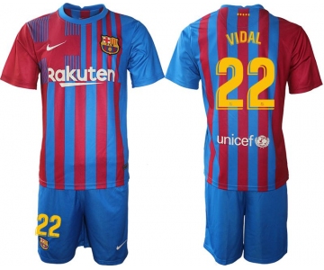 Men 2021-2022 Club Barcelona home blue 22 Nike Soccer Jerseys