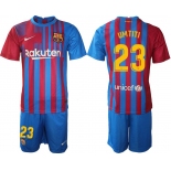Men 2021-2022 Club Barcelona home blue 23 Nike Soccer Jersey