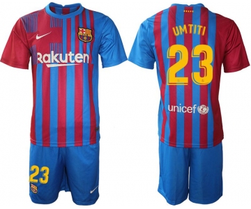 Men 2021-2022 Club Barcelona home blue 23 Nike Soccer Jersey