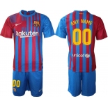 Men 2021-2022 Club Barcelona home blue customized Nike Soccer Jersey