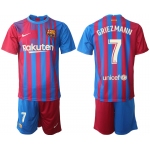 Men 2021-2022 Club Barcelona home red 7 Nike Soccer Jerseys
