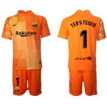 Men 2021-2022 Club Barcelona orange red goalkeeper 1 Soccer Jersey