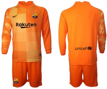 Men 2021-2022 Club Barcelona orange red goalkeeper Long Sleeve blank Soccer Jersey