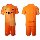 Men 2021-2022 Club Barcelona orange red goalkeeper blank Soccer Jersey