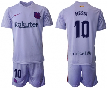 Men's 2021-2022 Club Barcelona away purple 10 Soccer Jersey