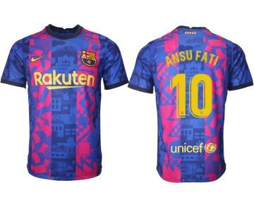 Men's 2021-2022 Club Barcelona blue training suit aaa version 10 Soccer Jersey