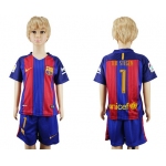 2016-17 Barcelona #1 TER STEGEN Home Soccer Youth Red and Blue Shirt Kit