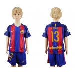 2016-17 Barcelona #13 C. BRAVO Home Soccer Youth Red and Blue Shirt Kit