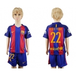 2016-17 Barcelona #22 ALEIX VIDAL Home Soccer Youth Red and Blue Shirt Kit