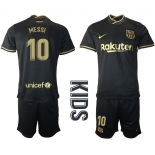 Youth 2020-2021 club Barcelona away 10 black Soccer Jerseys