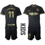 Youth 2020-2021 club Barcelona away 11 black Soccer Jerseys