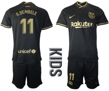 Youth 2020-2021 club Barcelona away 11 black Soccer Jerseys