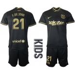 Youth 2020-2021 club Barcelona away 21 black Soccer Jerseys