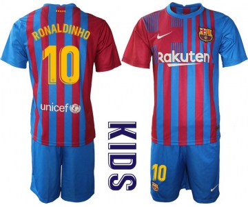 Youth 2021-2022 Club Barcelona home blue 10 Nike Soccer Jersey