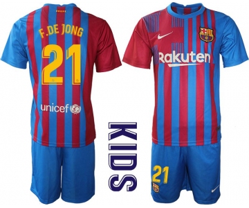 Youth 2021-2022 Club Barcelona home blue 21 Nike Soccer Jersey