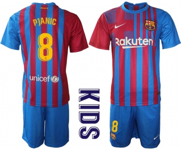 Youth 2021-2022 Club Barcelona home blue 8 Nike Soccer Jersey