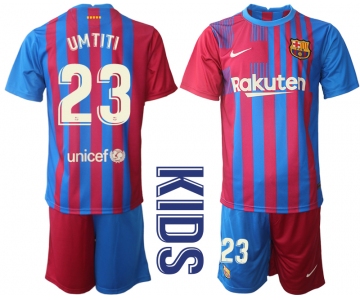 Youth 2021-2022 Club Barcelona home red 23 Nike Soccer Jerseys