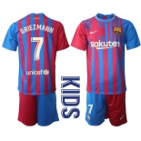 Youth 2021-2022 Club Barcelona home red 7 Nike Soccer Jerseys