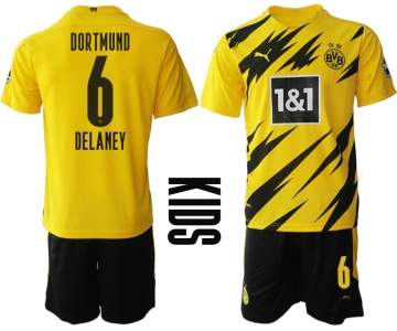 Youth 2020-2021 club Borussia Dortmund home yellow 6 Soccer Jerseys
