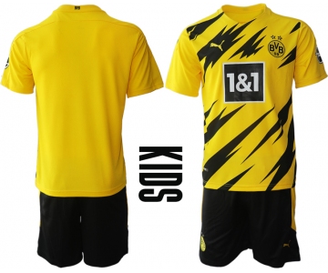 Youth 2020-2021 club Borussia Dortmund home yellow blank Soccer Jerseys