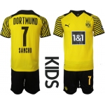 Youth 2021-2022 Club Borussia Dortmund home yellow 7 Soccer Jersey
