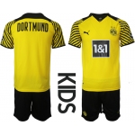 Youth 2021-2022 Club Borussia Dortmund home yellow blank Soccer Jersey