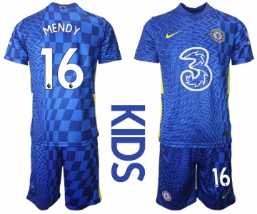 Youth 2021-2022 Club Chelsea FC home blue 16 Nike Soccer Jerseys
