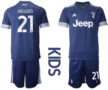 Youth 2020-2021 club Juventus away blue 21 Soccer Jerseys