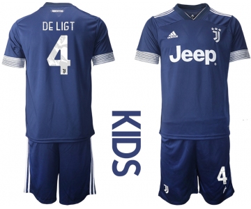 Youth 2020-2021 club Juventus away blue 4 Soccer Jerseys