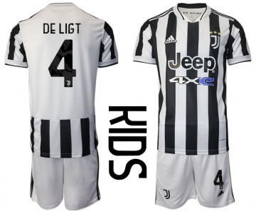 Youth 2021-2022 Club Juventus home white 4 Adidas Soccer Jersey