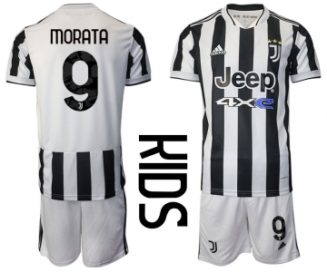 Youth 2021-2022 Club Juventus home white 9 Adidas Soccer Jersey