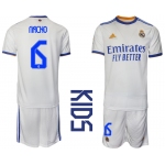 Youth 2021-2022 Club Real Madrid home white 6 Soccer Jerseys