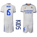 Youth 2021-2022 Club Real Madrid home white 6 Soccer Jerseys