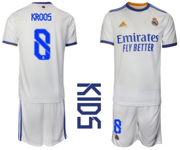 Youth 2021-2022 Club Real Madrid home white 8 Soccer Jerseys