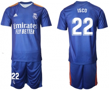Men 2021-2022 Club Real Madrid away blue 22 Adidas Soccer Jersey