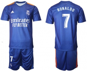 Men 2021-2022 Club Real Madrid away blue 7 Adidas Soccer Jersey