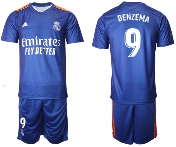 Men 2021-2022 Club Real Madrid away blue 9 Adidas Soccer Jersey